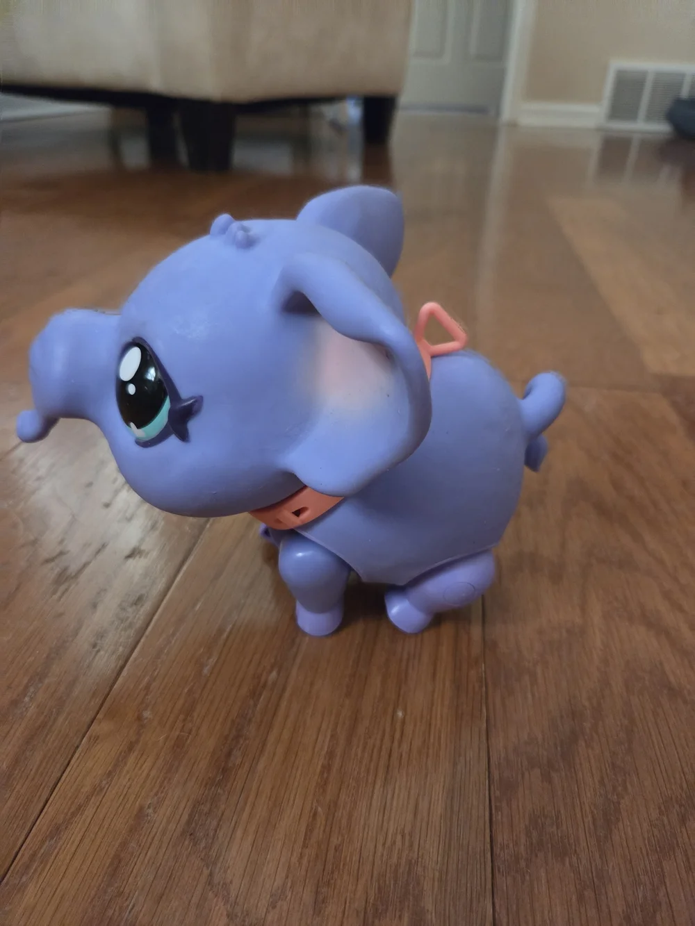 Purple Elephant Toy Figure with Orange Collar - Kids Learning Toy